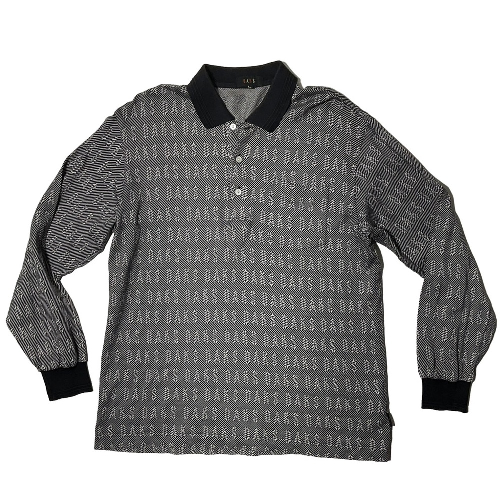 Daks Golf Japan Long Sleeve Polo Shirt Men’s Size Large All Over Print í